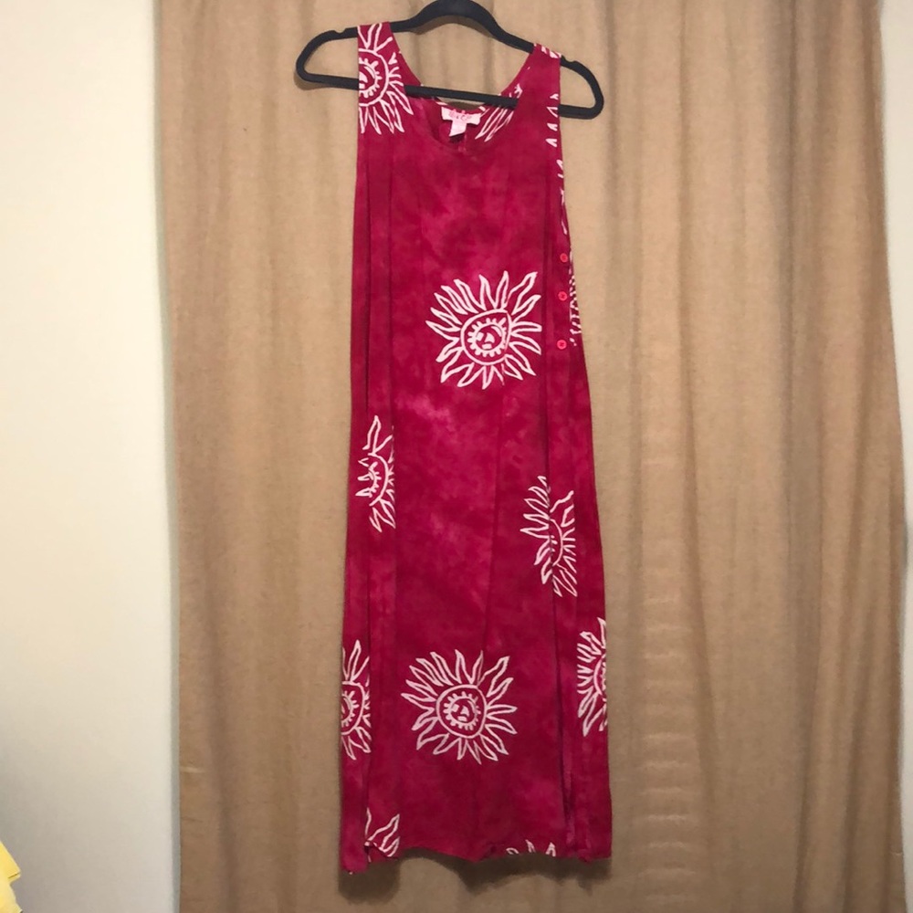 Sita Bright Pink Tye-Dye style Maxi Dress Small